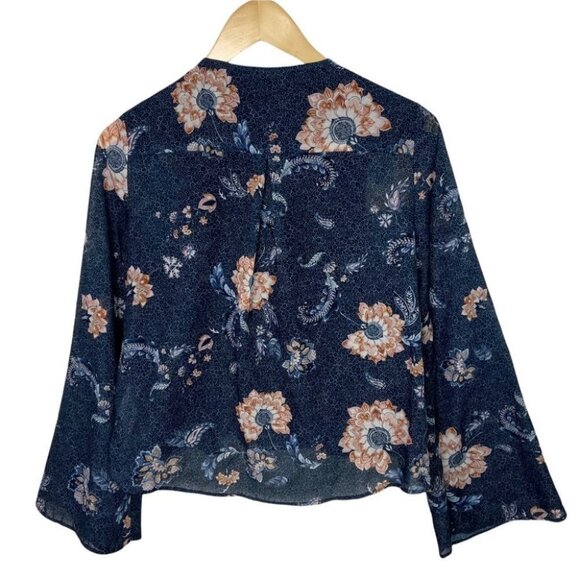 The JetSet Diaries TJD Boho Bell Sleeve Hippie Print Top Size XS Bohemian Blouse - Picture 5 of 10